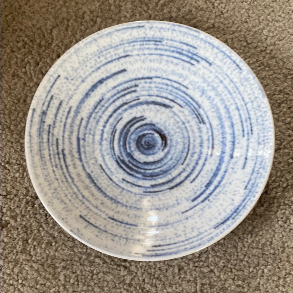 Blue and White Swirl Tag Plate